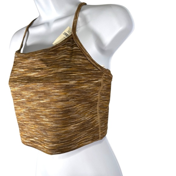 NWT Aerie Brown has and Tan Striped Crop Top Sports Bra - Picture 2 of 7